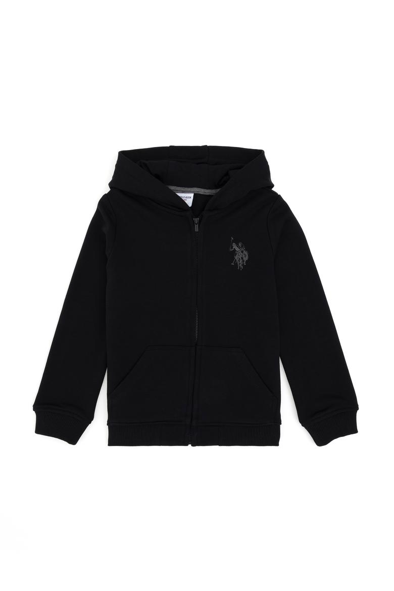 Erkek Çocuk Siyah Basic Fermuarlı Sweatshirt