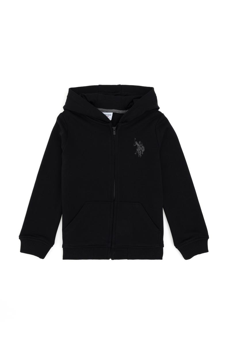 Erkek Çocuk Siyah Basic Fermuarlı Sweatshirt