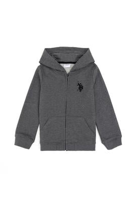 Erkek Çocuk Antrasit Melanj Basic Fermuarlı Sweatshirt - 50293536061