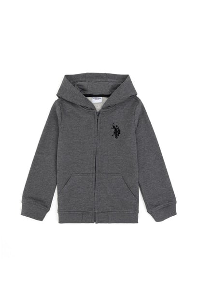 Erkek Çocuk Antrasit Melanj Basic Fermuarlı Sweatshirt