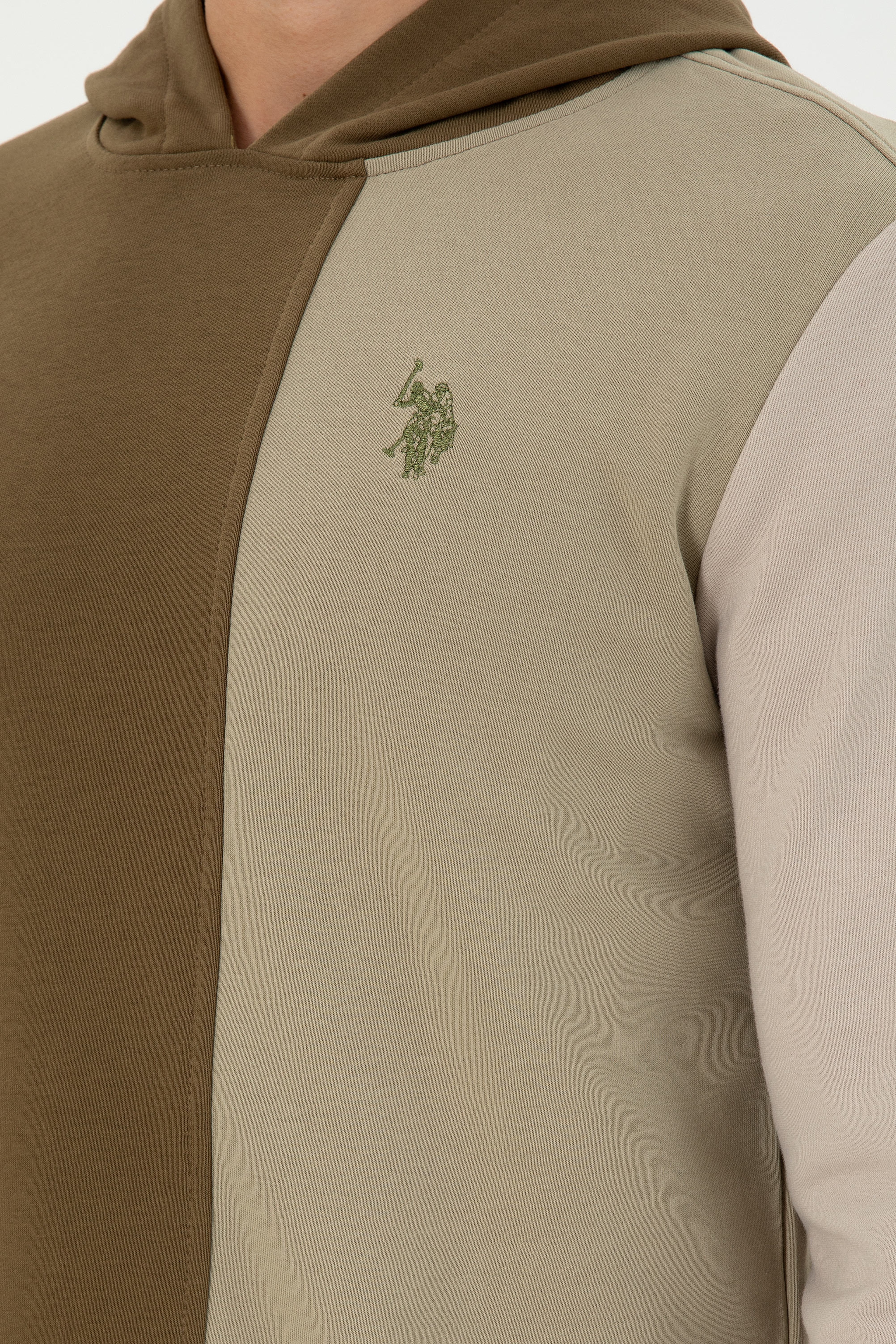 Erkek Regular Fit Kapüşonlu Haki Sweatshirt - Image 7