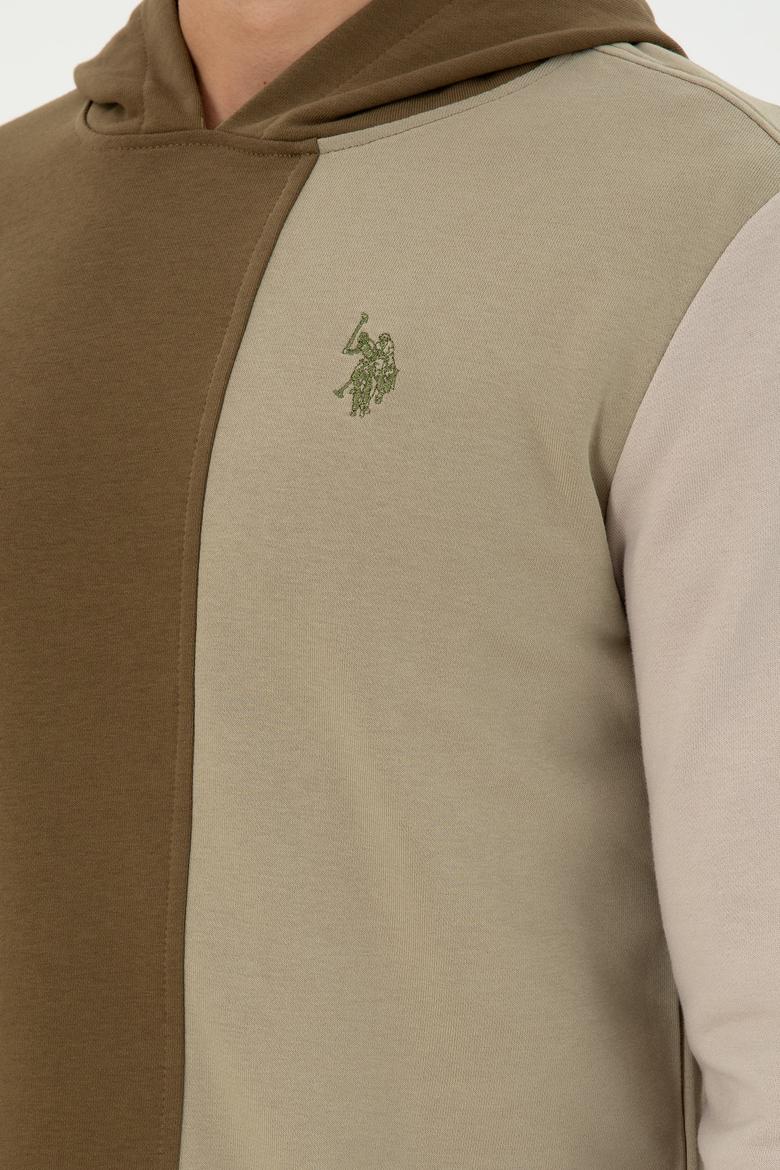 Erkek Regular Fit Kapüşonlu Haki Sweatshirt - 50293451060