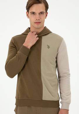 Erkek Regular Fit Kapüşonlu Haki Sweatshirt - 50293451060