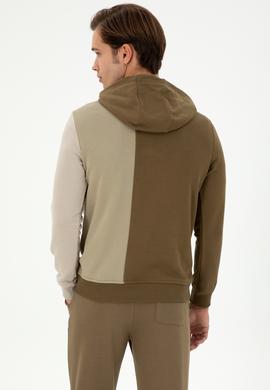 Erkek Regular Fit Kapüşonlu Haki Sweatshirt - 50293451060