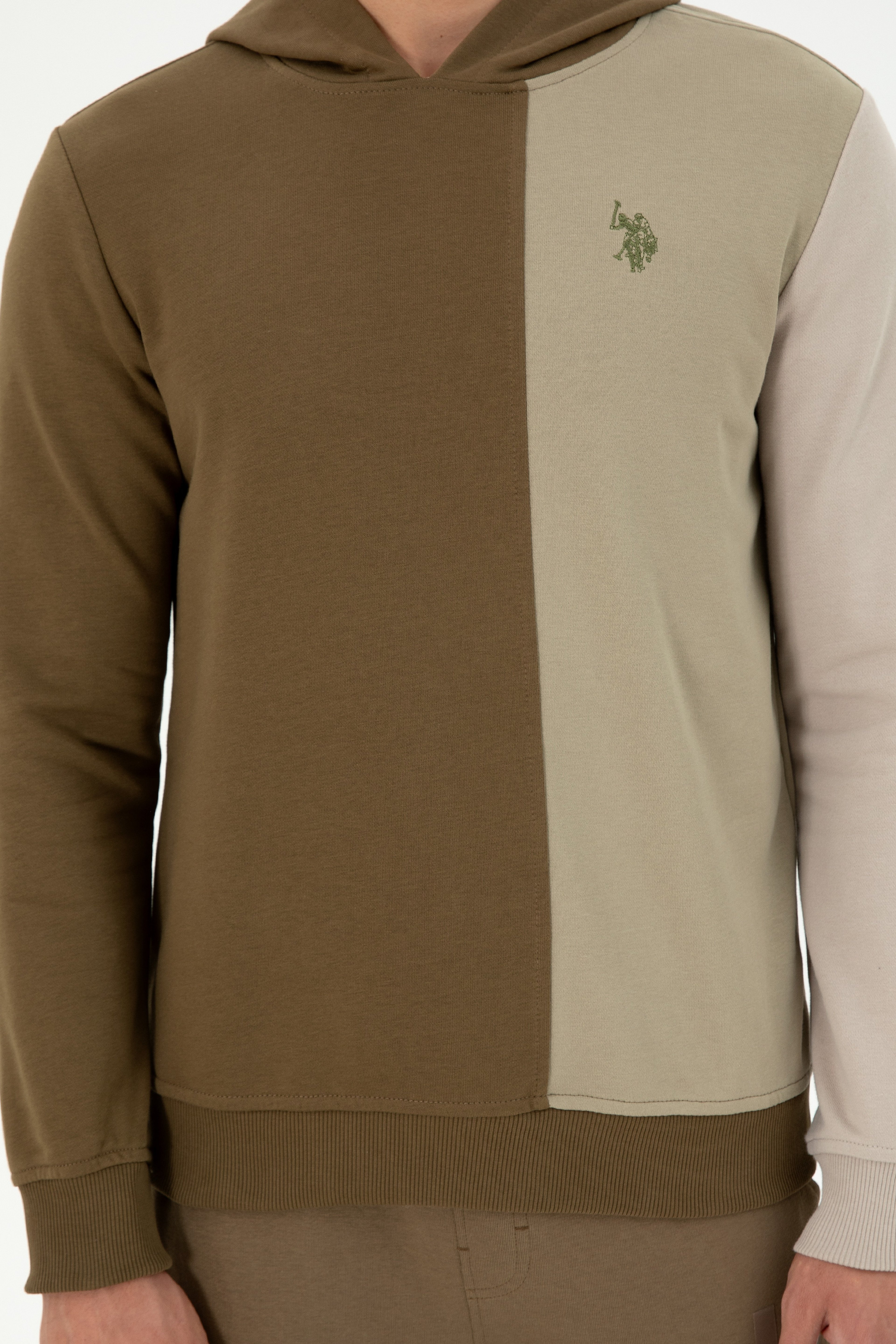 Erkek Regular Fit Kapüşonlu Haki Sweatshirt - Image 6
