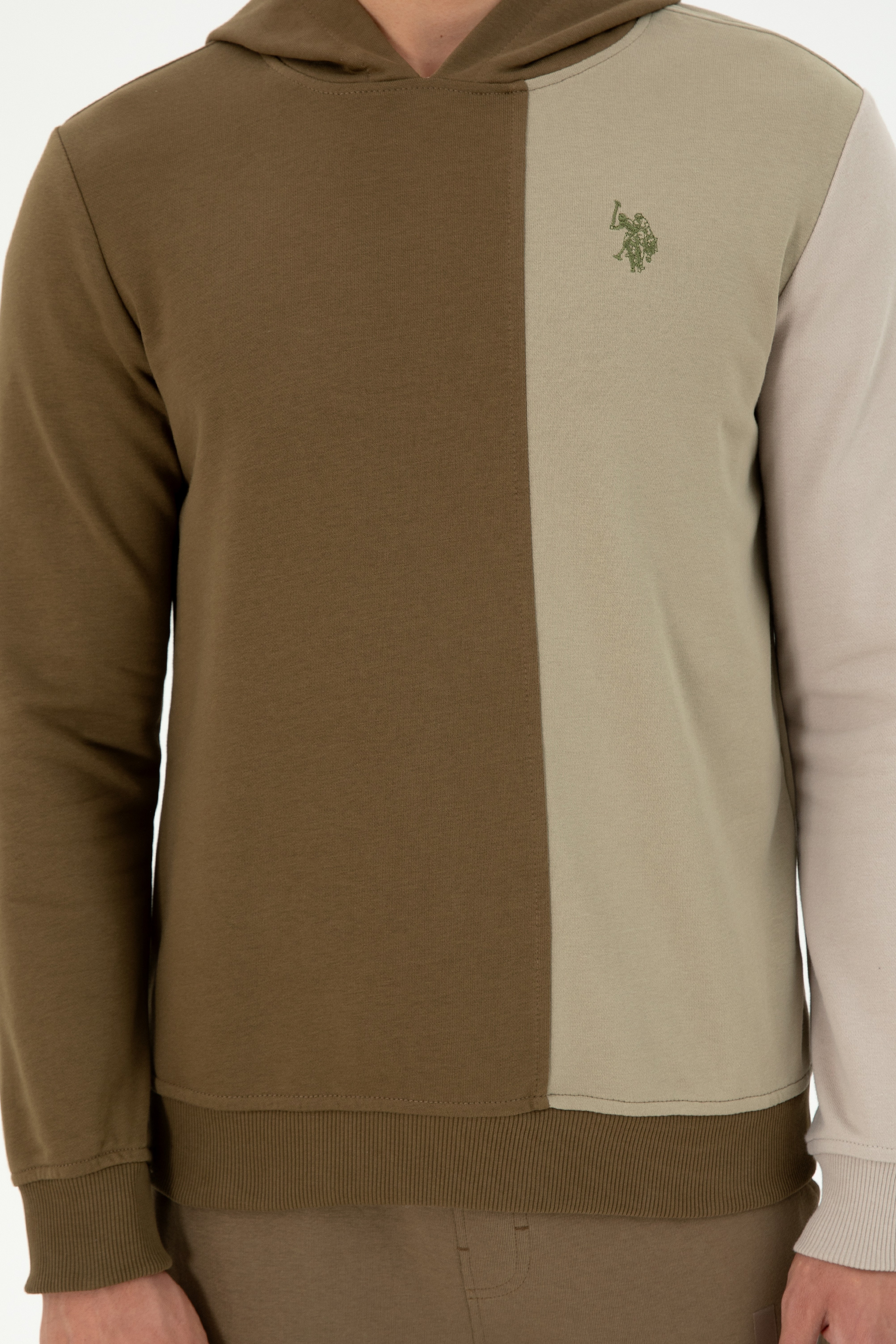 Erkek Regular Fit Kapüşonlu Haki Sweatshirt