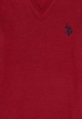 Kız Çocuk Vişne V Yaka Basic Kazak - 50294198080