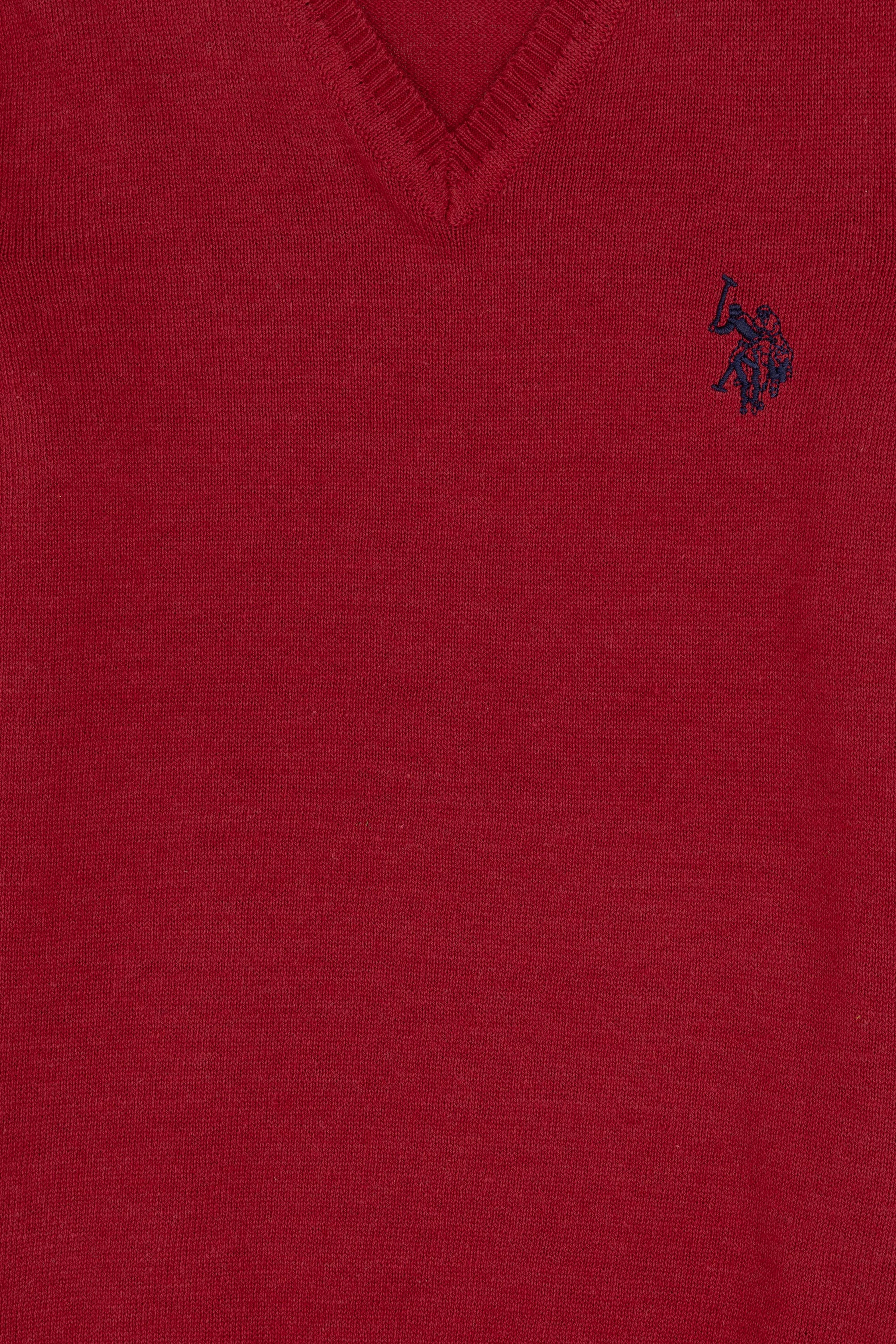 Kız Çocuk Vişne V Yaka Basic Kazak - Image 5