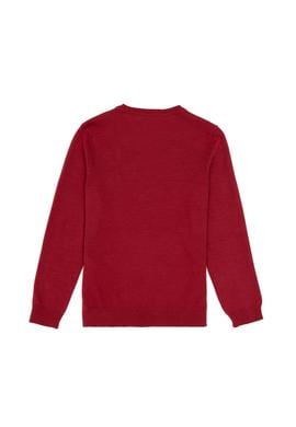 Kız Çocuk Vişne V Yaka Basic Kazak - 50294198080