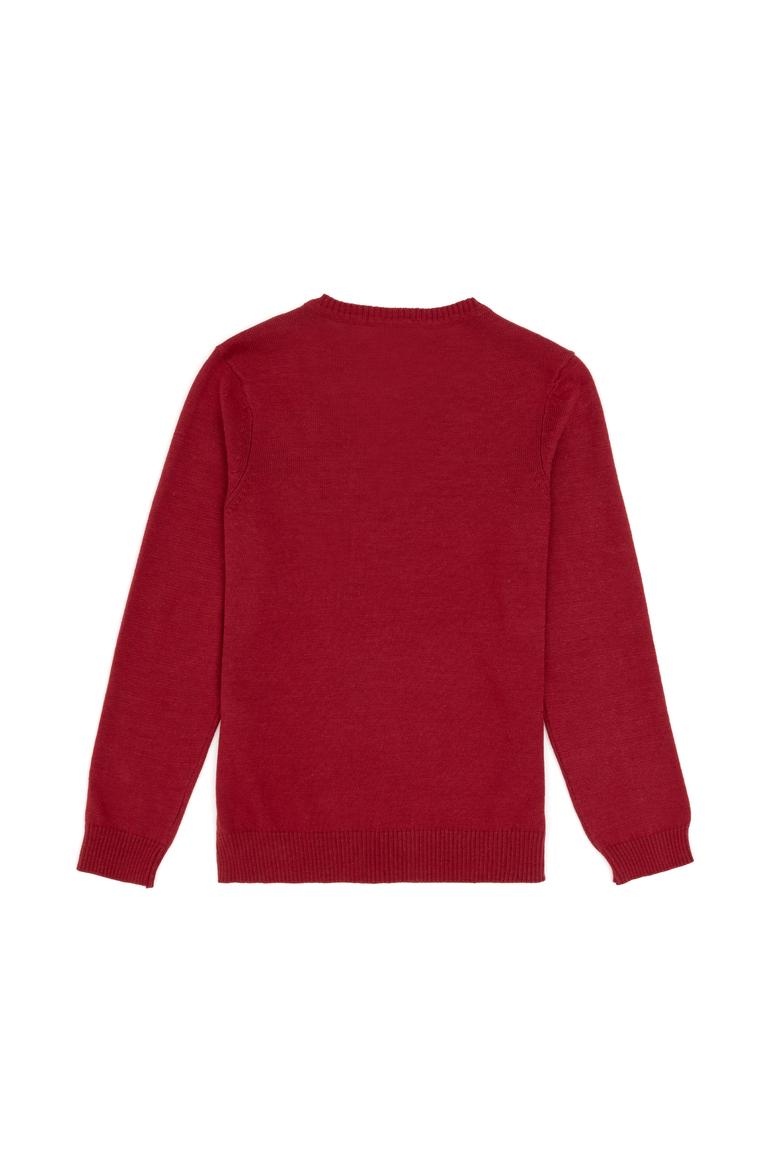 Kız Çocuk Vişne V Yaka Basic Kazak - 50294198080