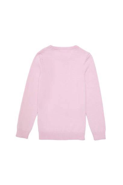 Kız Çocuk Pembe Bisiklet Yaka Basic Kazak