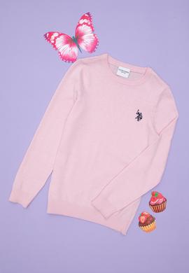 Kız Çocuk Pembe Bisiklet Yaka Basic Kazak - 50293586100