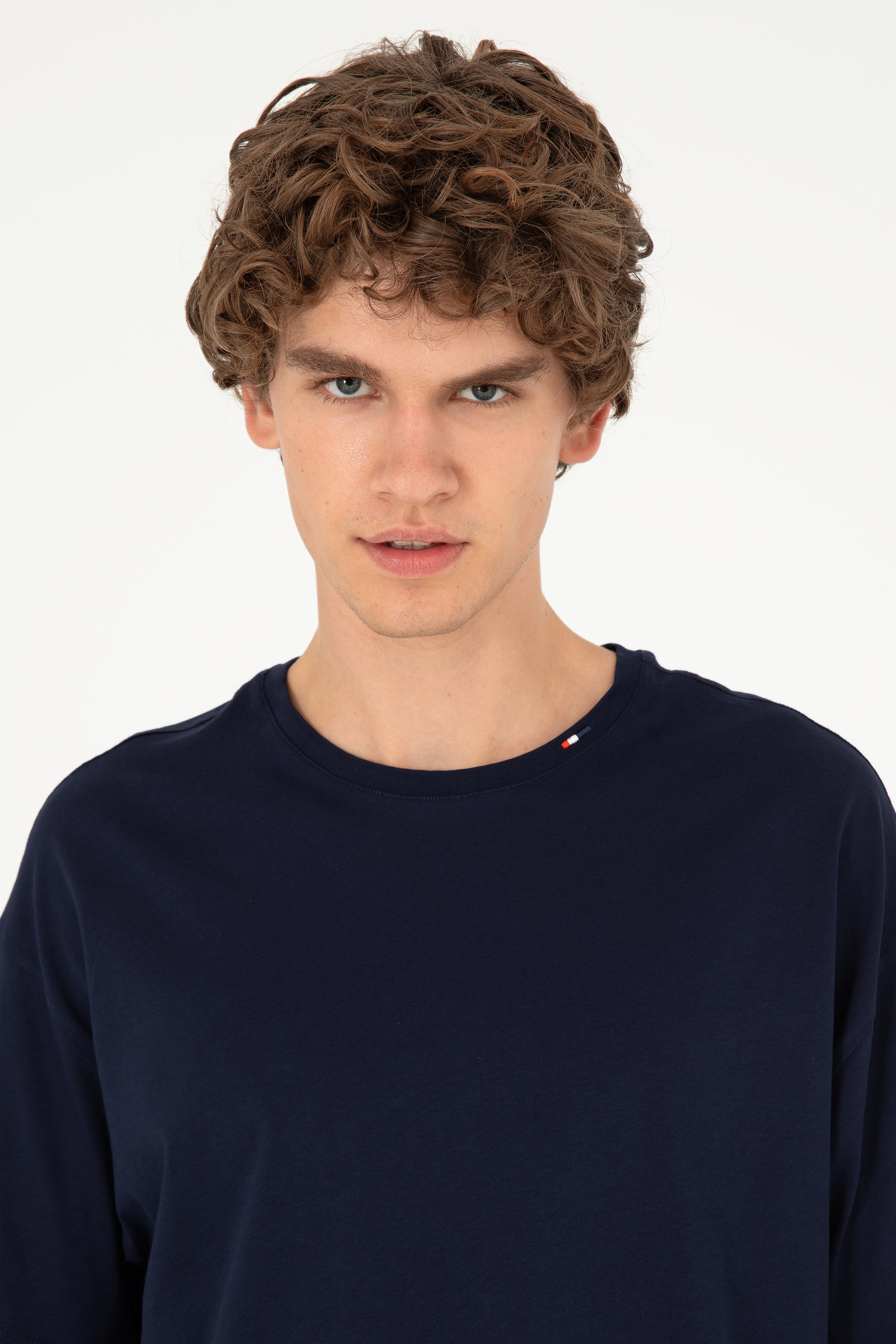 Erkek Oversize Fit Bisiklet Yaka Lacivert Tişört