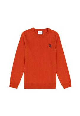 Kız Çocuk Kiremit Bisiklet Yaka Basic Kazak - 50293586126