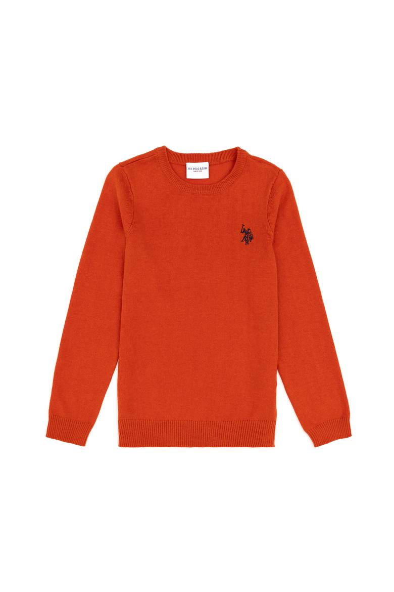 Kız Çocuk Kiremit Bisiklet Yaka Basic Kazak - 50293586126