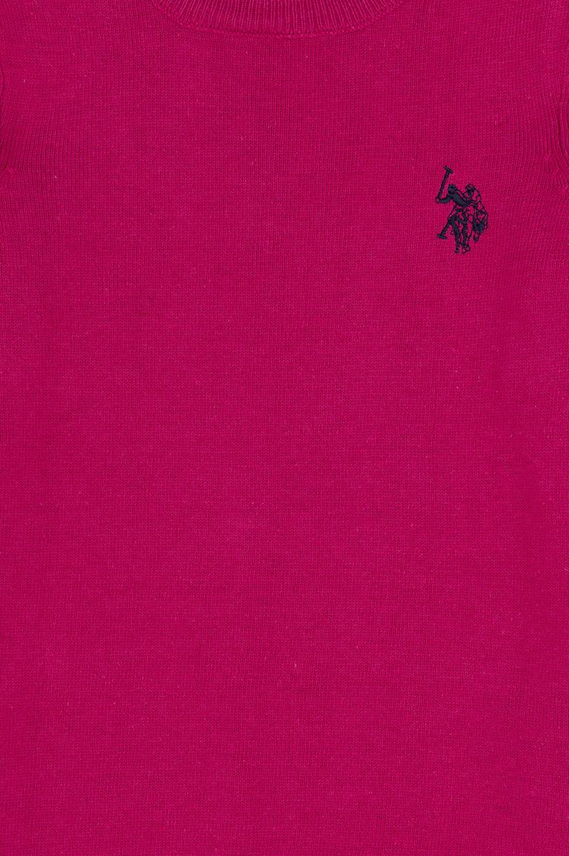 Kız Çocuk Fuşya Bisiklet Yaka Basic Kazak