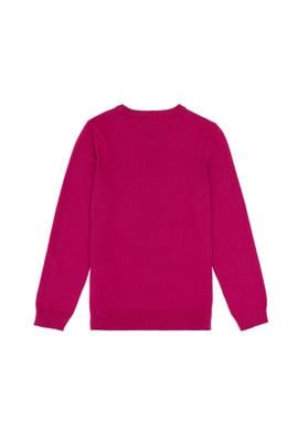 Kız Çocuk Fuşya Bisiklet Yaka Basic Kazak - 50293586156