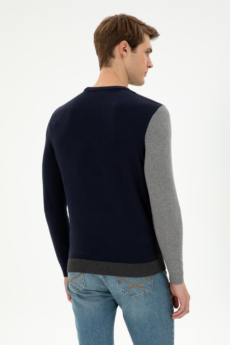 Erkek Lacivert Bisiklet Yaka Kazak - 50297043006