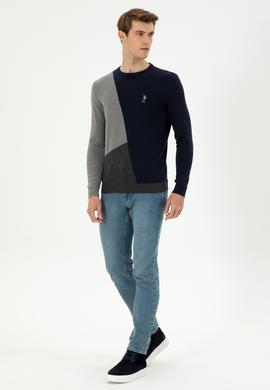 Erkek Lacivert Bisiklet Yaka Kazak - 50297043006