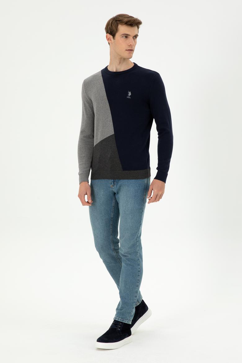 Erkek Lacivert Bisiklet Yaka Kazak - 50297043006