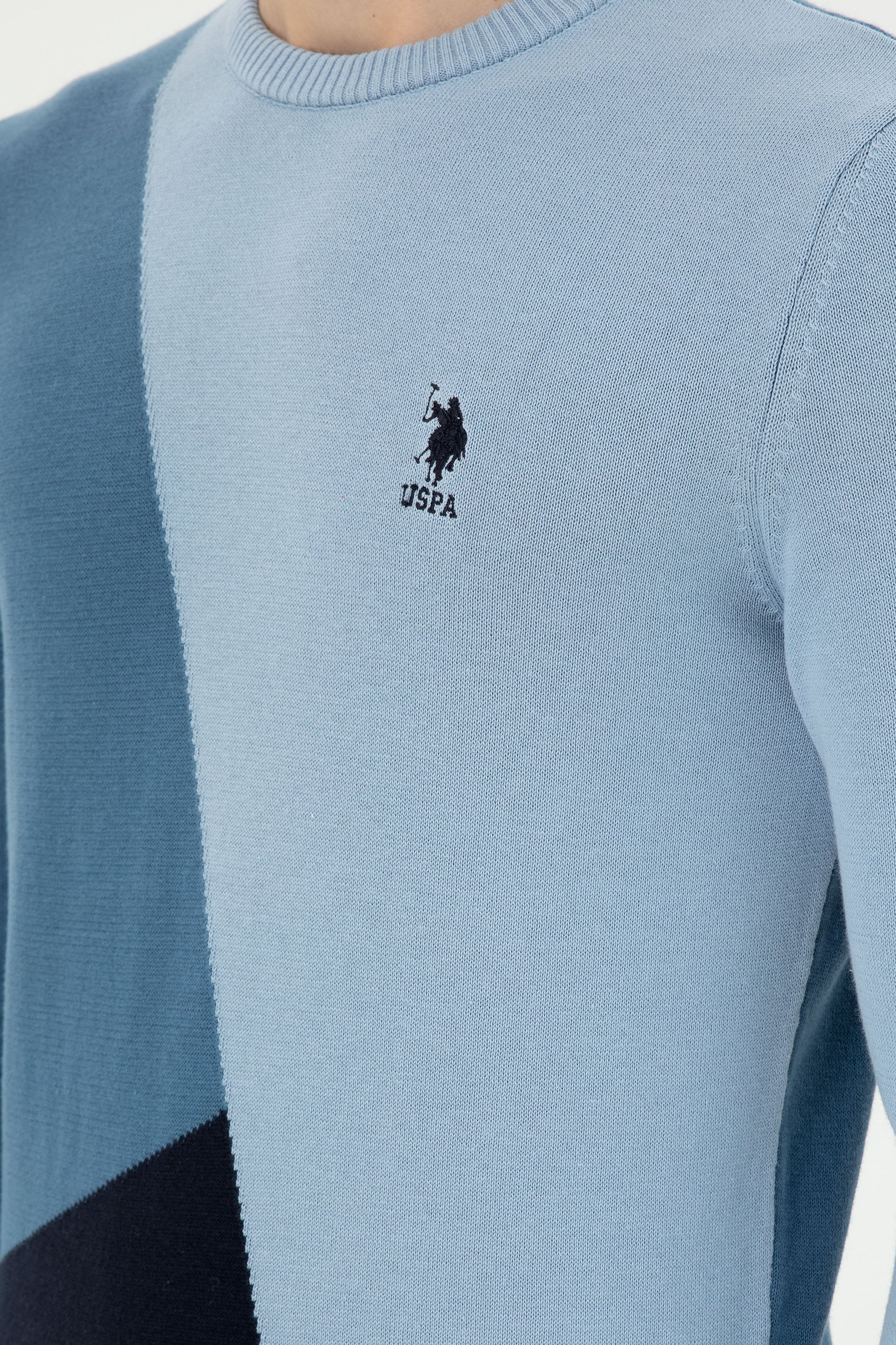 Erkek Slim Fit Bisiklet Yaka Saks Kazak - Image 7