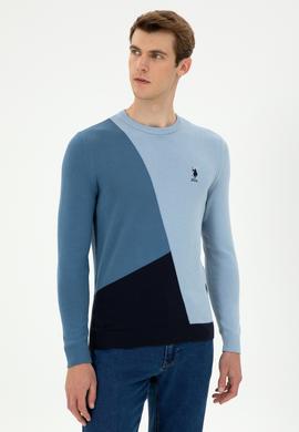 Erkek Saks Bisiklet Yaka Kazak - 50297043042