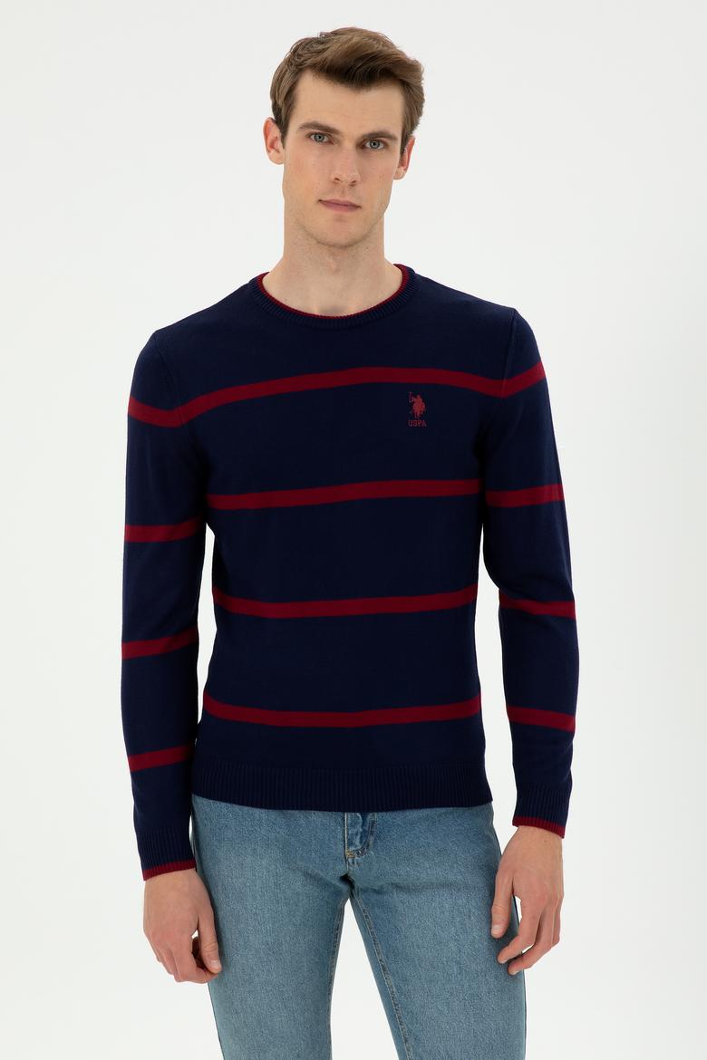 Erkek Lacivert Bisiklet Yaka Kazak