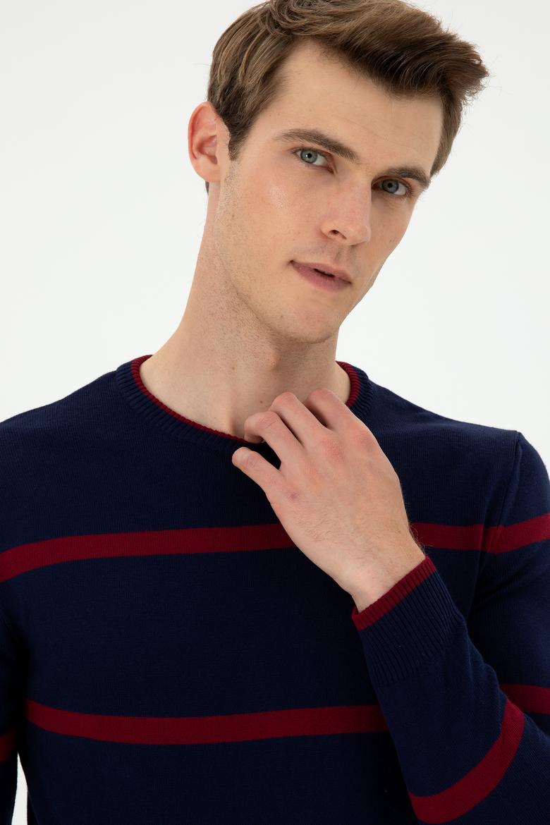 Erkek Lacivert Bisiklet Yaka Kazak - 50297039016