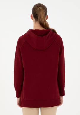 Kadın Bordo Kapüşonlu Sweatshirt - 50296944013