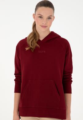 Kadın Bordo Kapüşonlu Sweatshirt - 50296944013