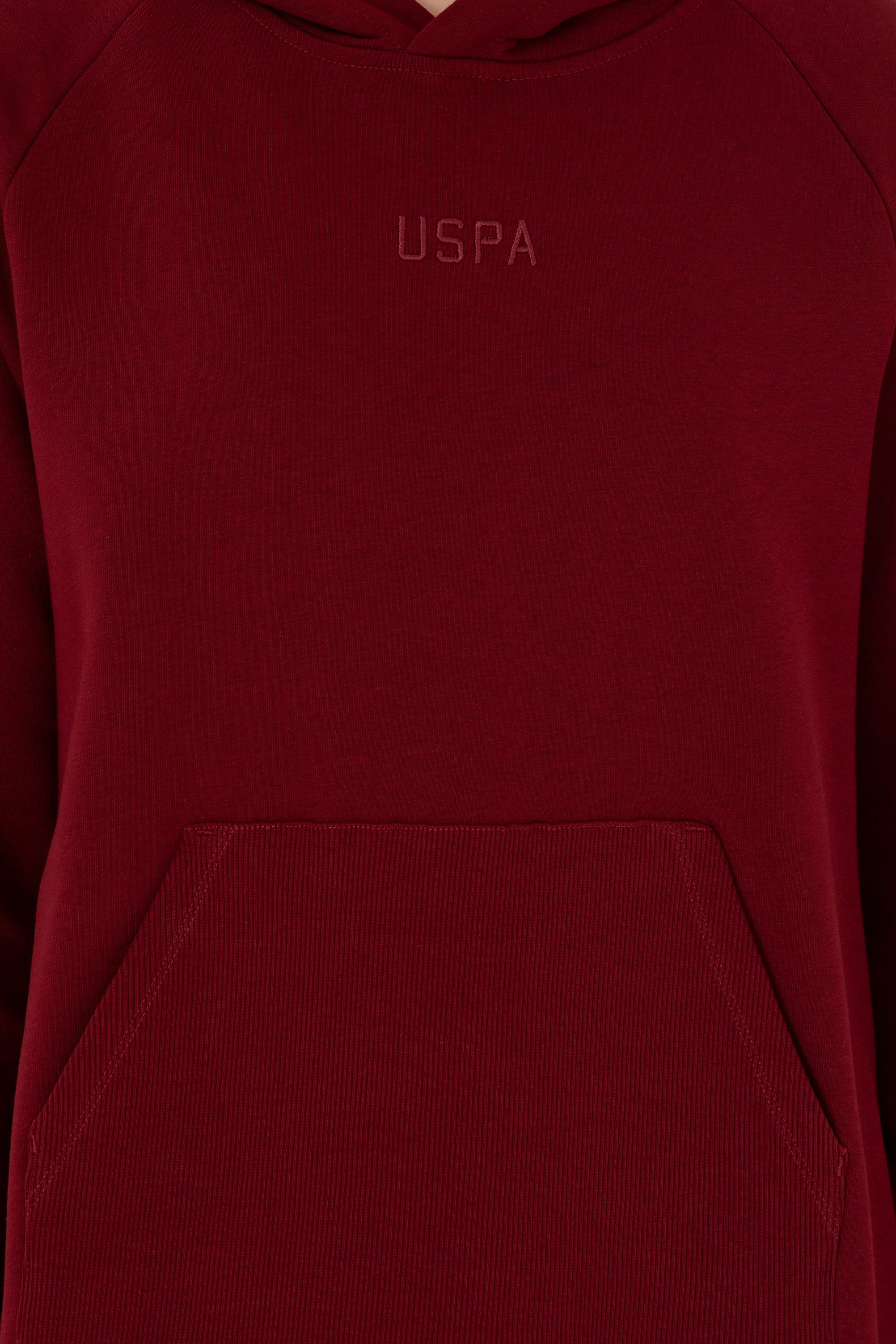 Kadın Bordo Kapüşonlu Sweatshirt - Image 6