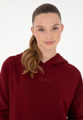 Kadın Bordo Kapüşonlu Sweatshirt - 50296944013