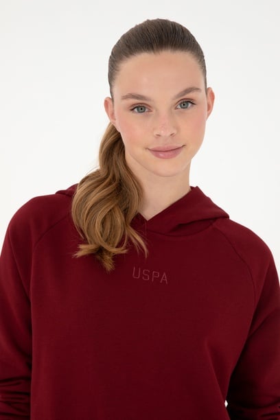 Kadın Bordo Kapüşonlu Sweatshirt