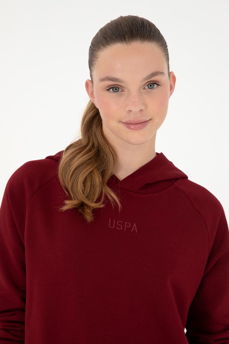 Kadın Bordo Kapüşonlu Sweatshirt