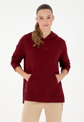 Kadın Bordo Kapüşonlu Sweatshirt - 50296944013