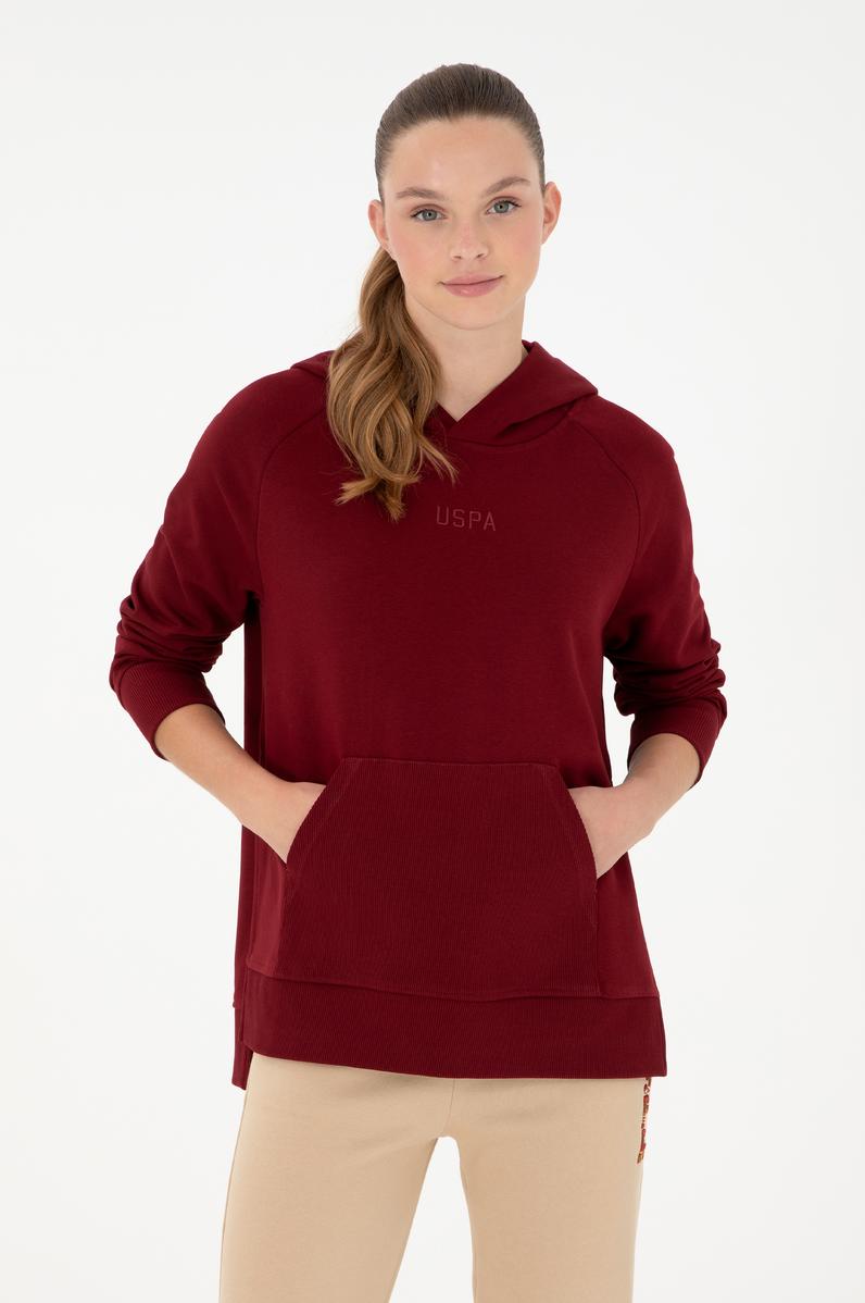 Kadın Bordo Kapüşonlu Sweatshirt