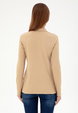 Kadın Kum Basic Polo Yaka Sweatshirt - 50296941081