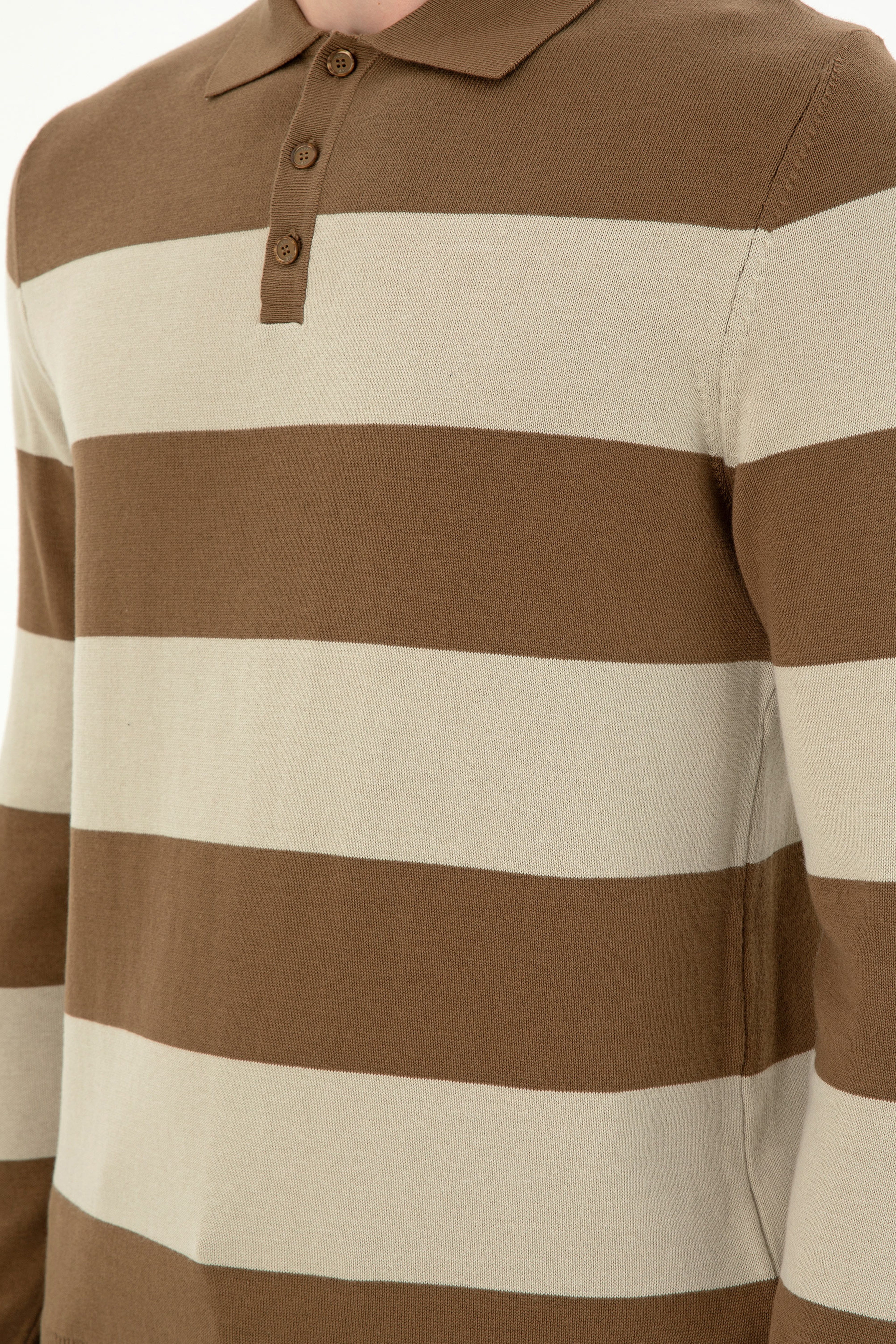 Erkek Regular Fit Polo Yaka Haki Kazak