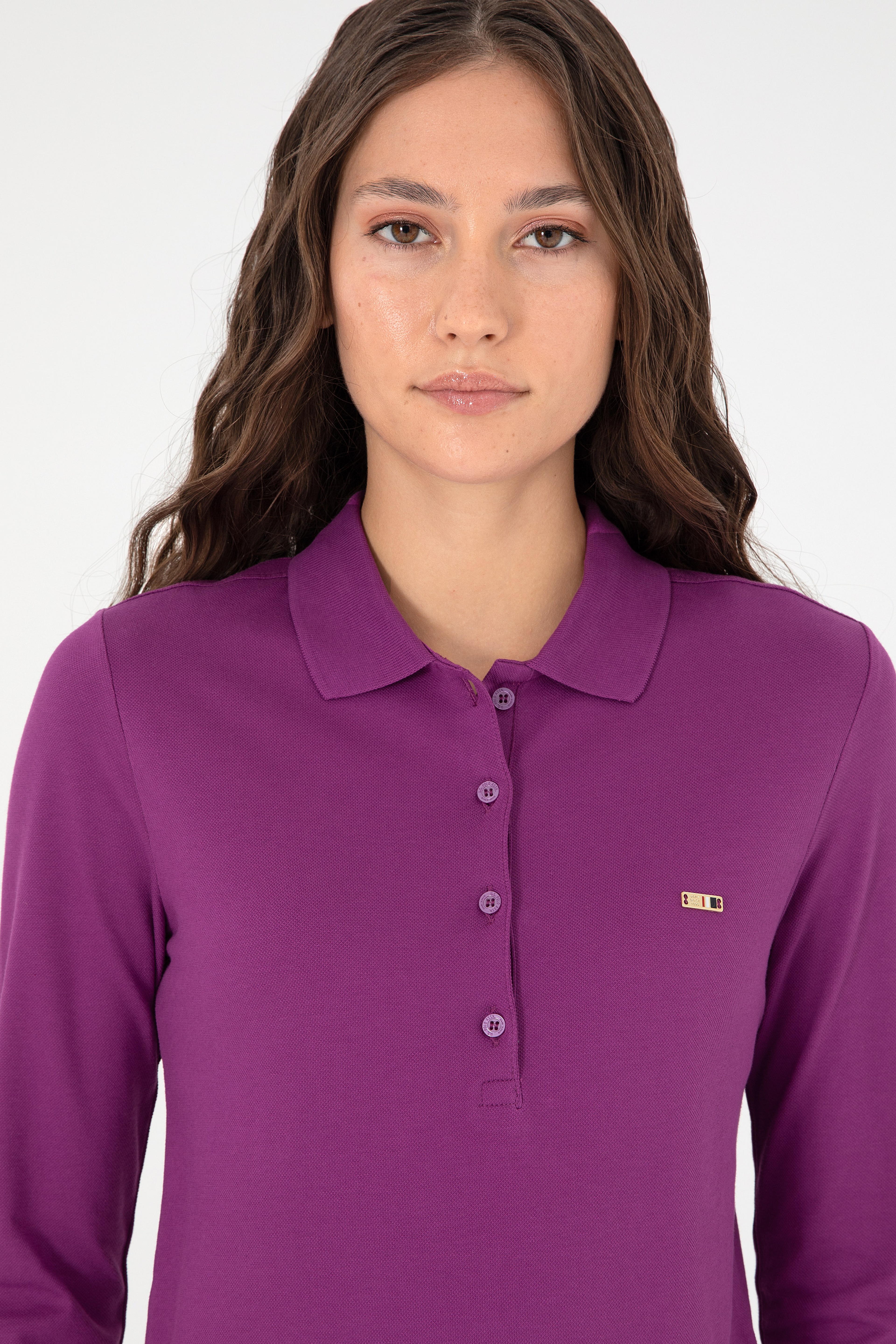 Kadın Menekşe Basic Polo Yaka Sweatshirt - Image 2