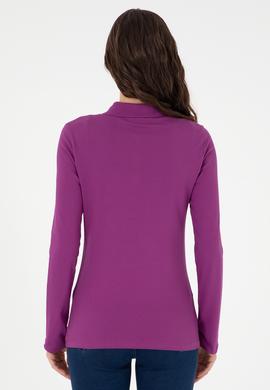 Kadın Menekşe Basic Polo Yaka Sweatshirt - 50296941092