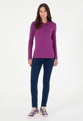 Kadın Menekşe Basic Polo Yaka Sweatshirt - 50296941092