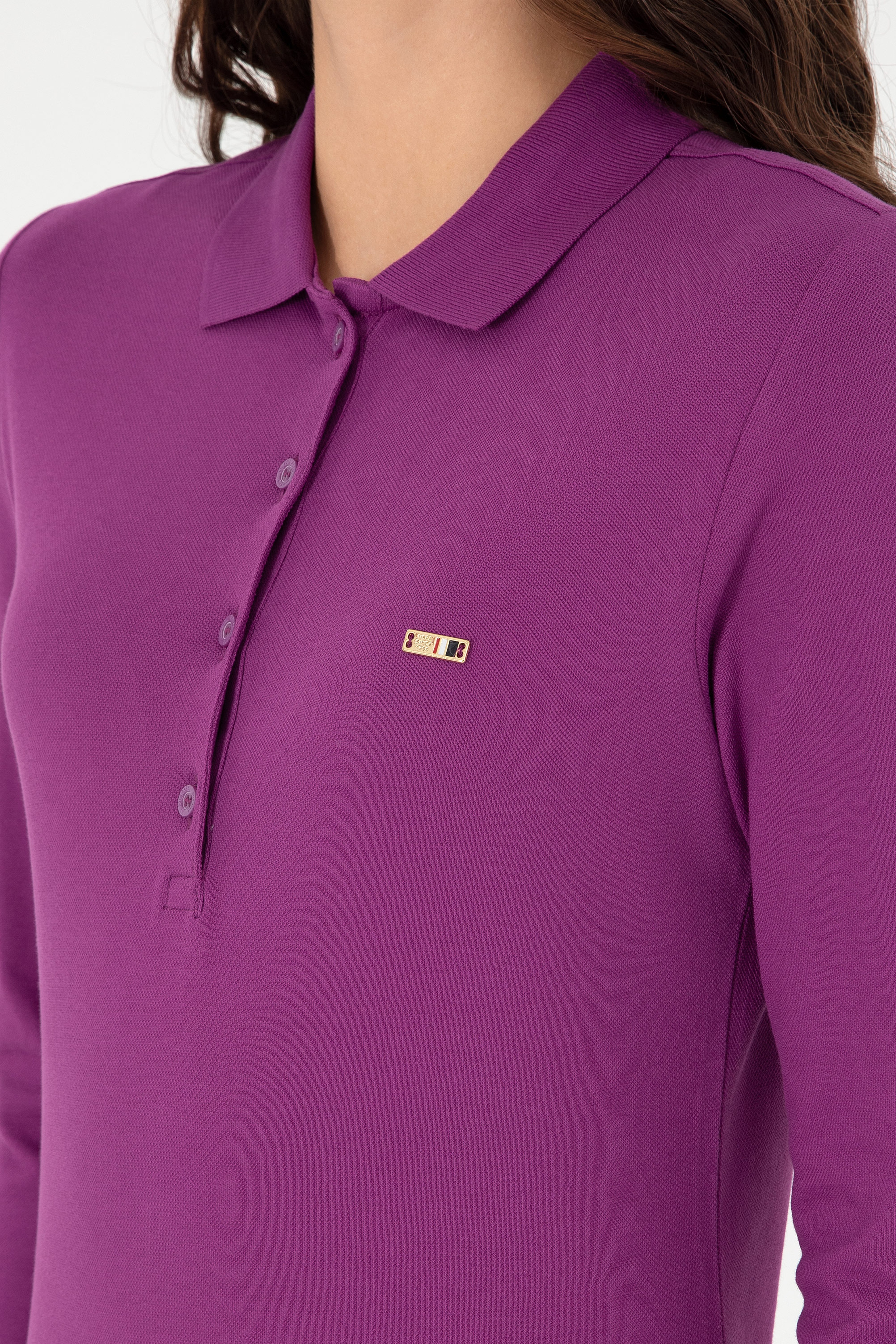 Kadın Menekşe Basic Polo Yaka Sweatshirt - Image 7