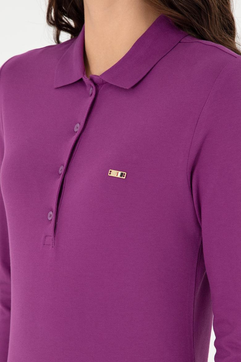 Kadın Menekşe Basic Polo Yaka Sweatshirt - 50296941092