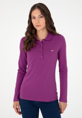 Kadın Menekşe Basic Polo Yaka Sweatshirt - 50296941092