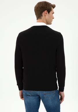 Erkek Slim Fit V Yaka Siyah Kazak - 50297063032