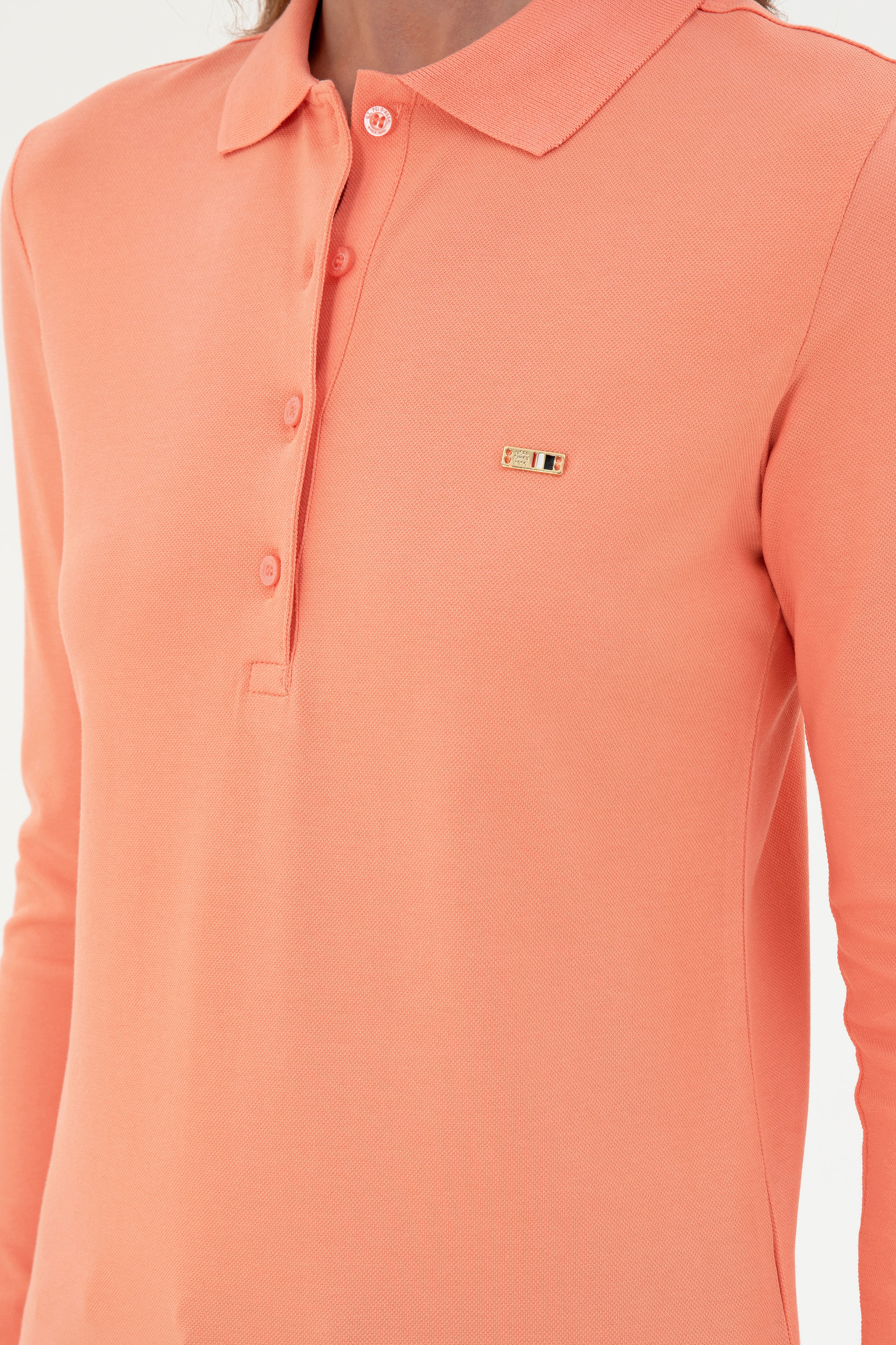 Kadın Somon Basic Polo Yaka Sweatshirt - Image 7