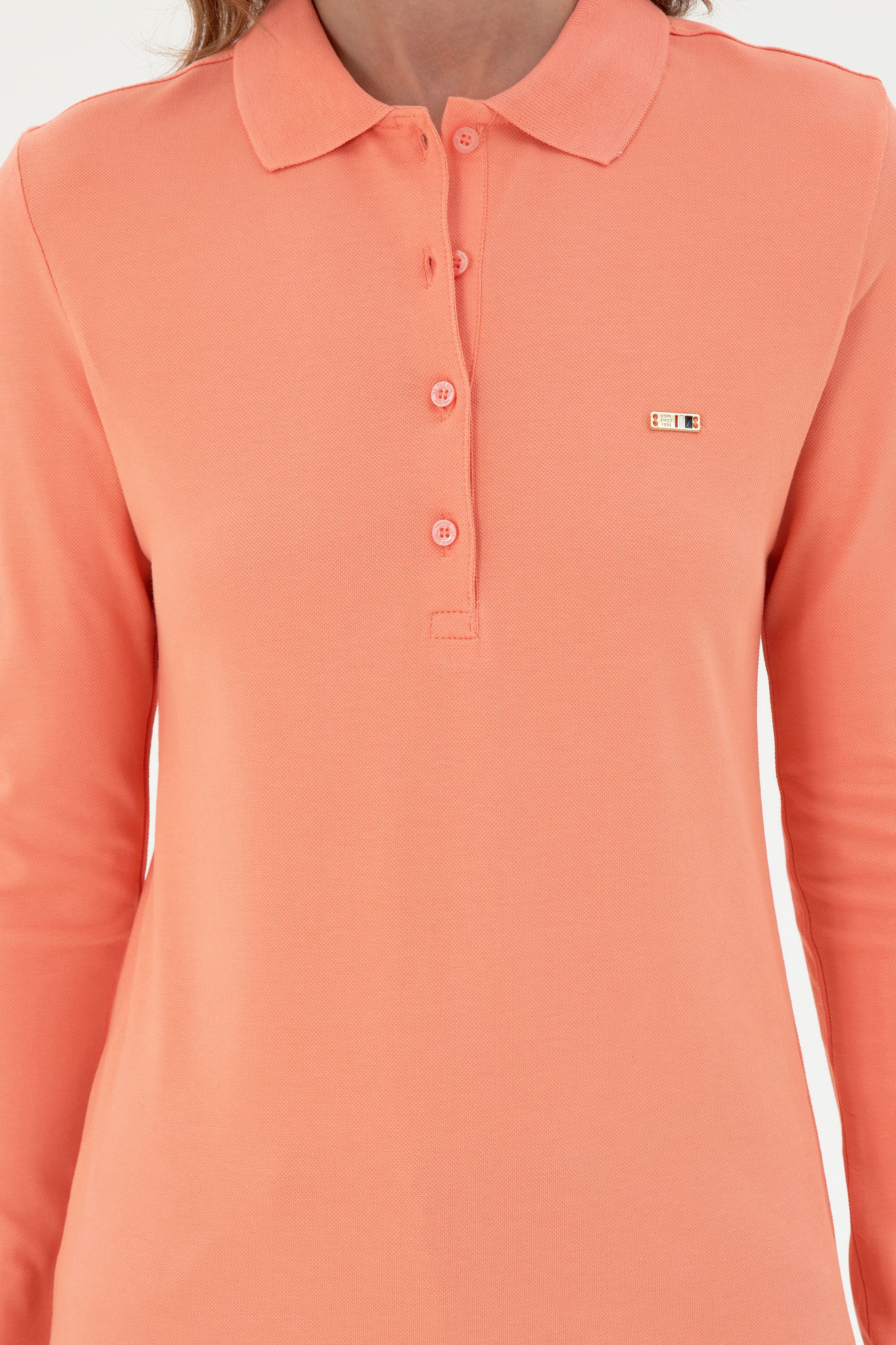 Kadın Somon Basic Polo Yaka Sweatshirt - Image 6