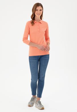 Kadın Somon Basic Polo Yaka Sweatshirt - 50296941064