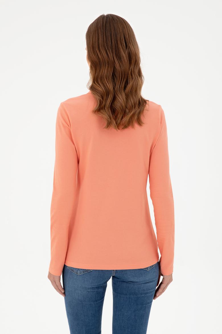 Kadın Somon Basic Polo Yaka Sweatshirt - 50296941064