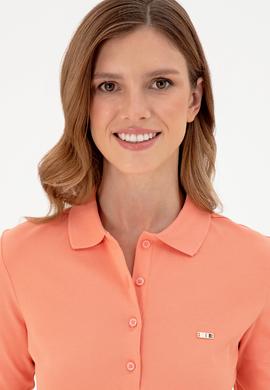 Kadın Somon Basic Polo Yaka Sweatshirt - 50296941064